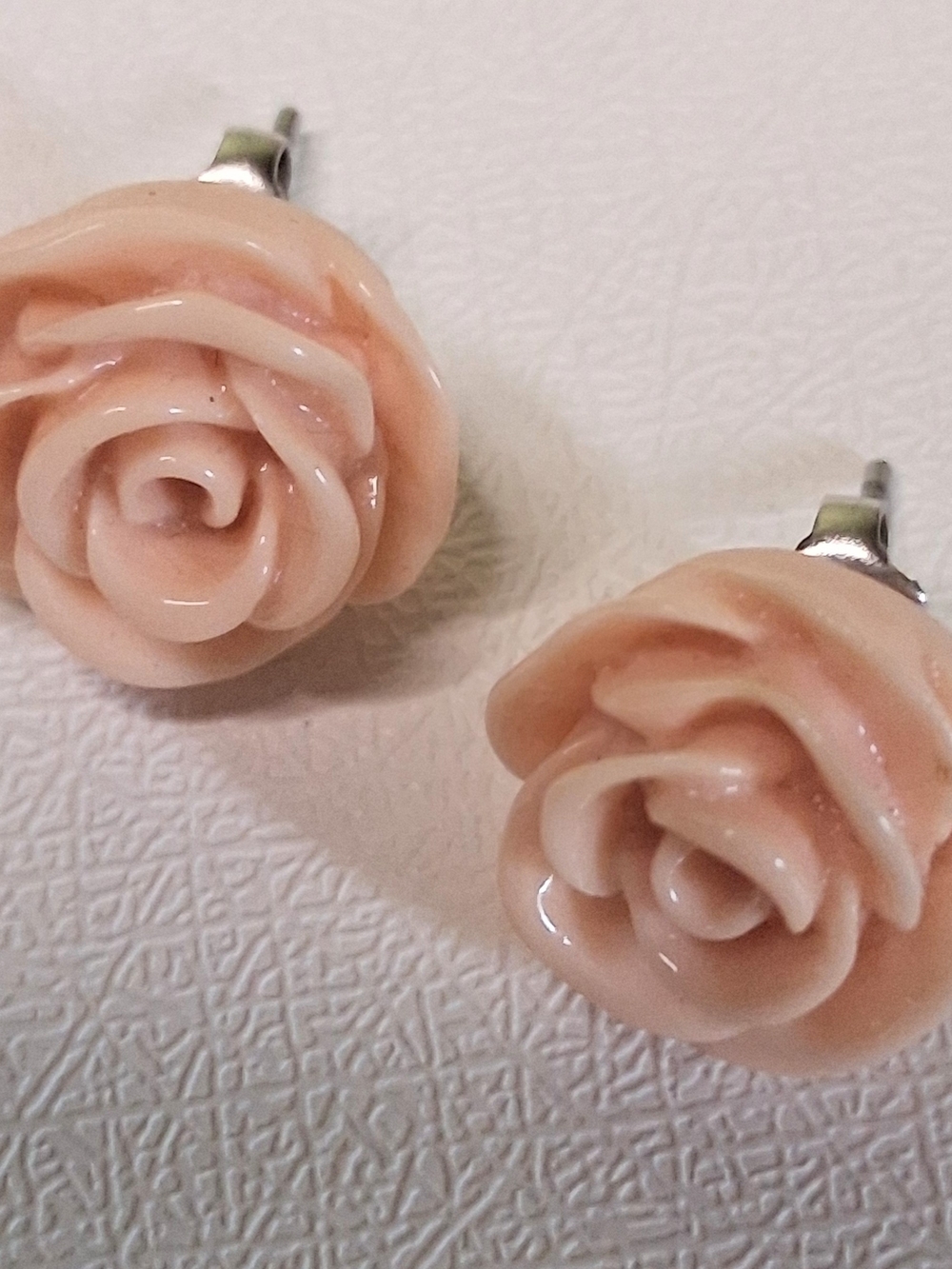 Delicate Peach Rose Stud Earrings - Feminine Floral Jewelry